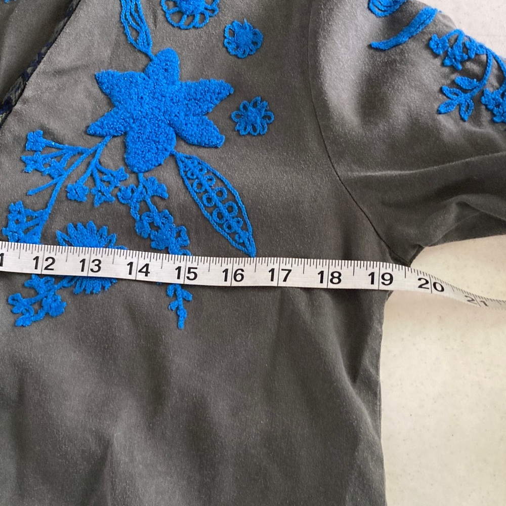 Desigual Dark Green Floral Embroidered Shirt - Picture 7 of 8